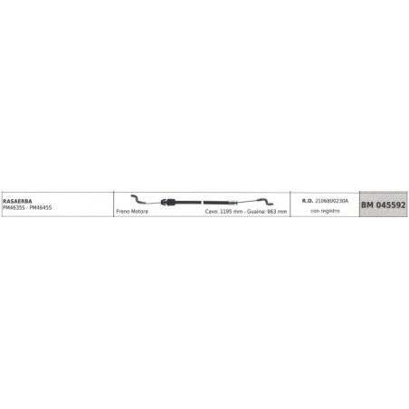 MOWOX lawn mower motor brake cable PM4635S PM4645S cable 1195 mm sheath 963 mm | NewgardenParts.com