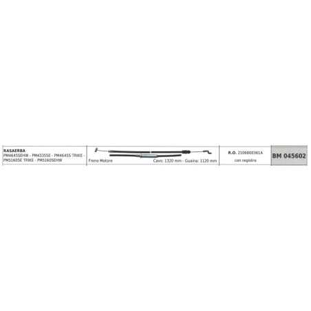MOWOX Rasenmäher Motorbremskabel PM4645SEHW PM4335SE Kabel 1320 mm Kabelummantelung 1120 mm | NewgardenParts.com