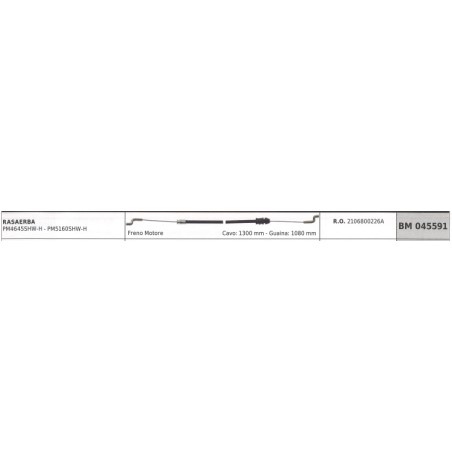 MOWOX lawn mower motor brake cable PM4645SHW-H cable 1300mm sheath 1080mm | NewgardenParts.com