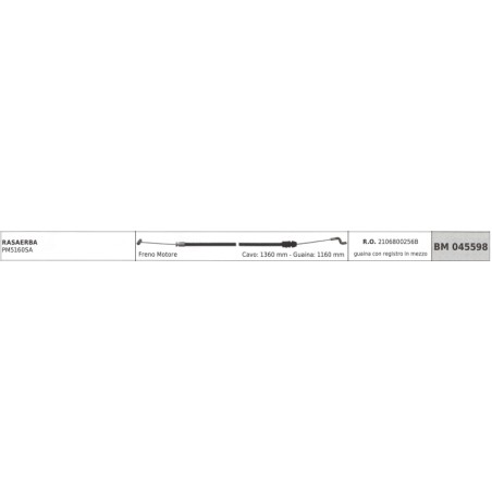 MOWOX Rasenmähermotor-Bremskabel PM5160SA Kabel 1360mm Hülle 1160mm mit Register | NewgardenParts.com