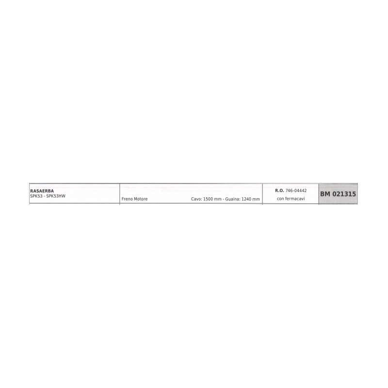 MTD tondeuse moteur frein câble SPK53 SPK53HW câble 1500 mm gaine 1240 mm