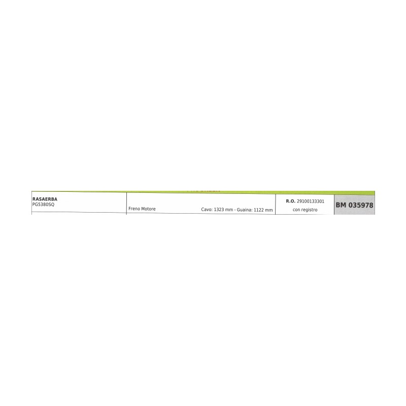 Cavo freno motore PROGREEN rasaerba PG5380SQ cavo 1323 mm guaina 1122 mm