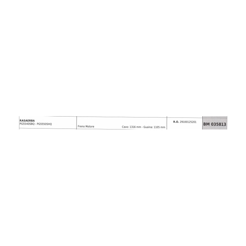 PROGREEN Lawnmower PG5540SBQ Engine Brake Cable 1316 mm Cable 1105 mm Sheath