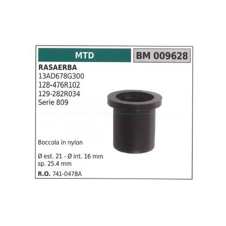 Boccola MTD rasaerba tosaerba tagliaerba 13AD678G300 009628 | NewgardenParts.com