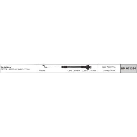 Cavo frizione con regolatore MTD rasaerba GES53E cavo 1450 mm guaina 1350 mm | NewgardenParts.com