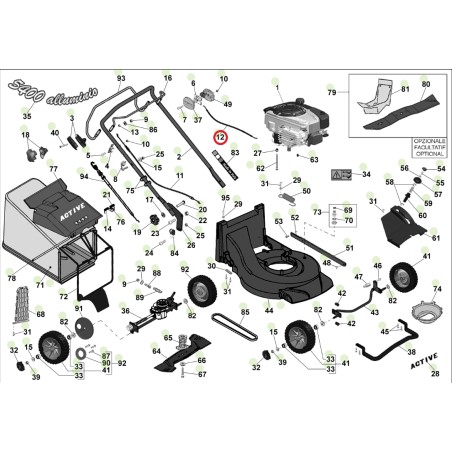 Cavo gas ORIGINALE ACTIVE rasaerba tagliaerba 5300 - 5400 sb - 5800 050712 | NewgardenParts.com