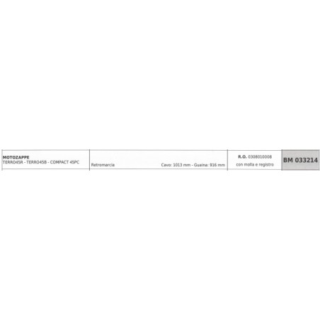 Cable de marcha atrás PUBERT motoazada TERRO45R TERRO45B cable 1013mm vaina 916mm | NewgardenParts.com