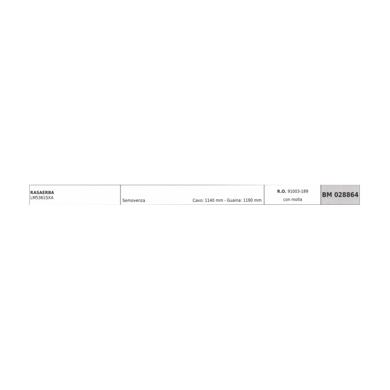 Cavo semovenza con molla KAAZ rasaerba LM5361SXA cavo 1140 mm guaina 1190 mm