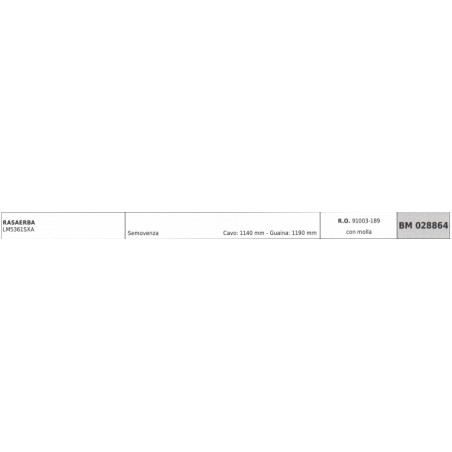 KAAZ LM5361SXA tondeuse automotrice à ressort câble 1140 mm gaine 1190 mm | NewgardenParts.com
