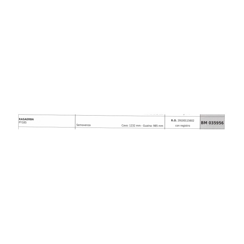 Cavo semovenza con registro PROGREEN rasaerba PY18S cavo 1232 mm guaina 985 mm