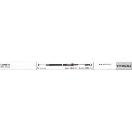KAAZ tondeuse câble d'entraînement LM5361SXA câble 1210mm gaine 1150mm | NewgardenParts.com