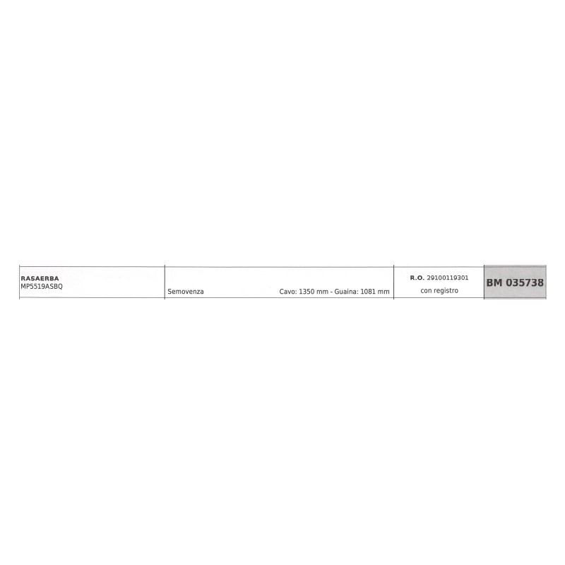 Cavo semovenza MAORI rasaerba MP5519ASBQ cavo 1350 mm guaina 1081 mm