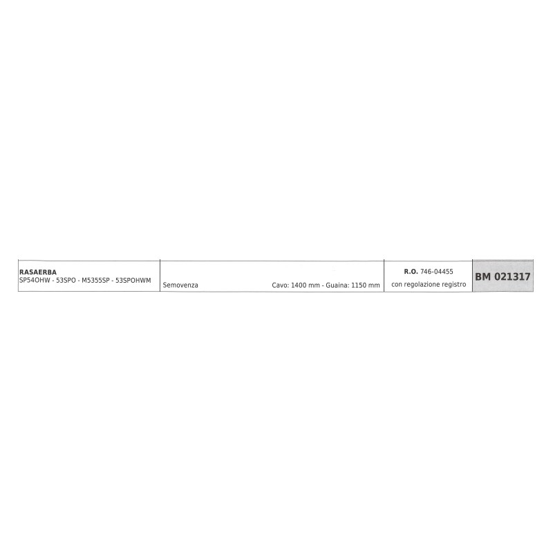 MTD Rasenmäher Selbstfahrerkabel SP54OHW 53SPO M5355SP Kabel 1400mm Hülle 1150mm