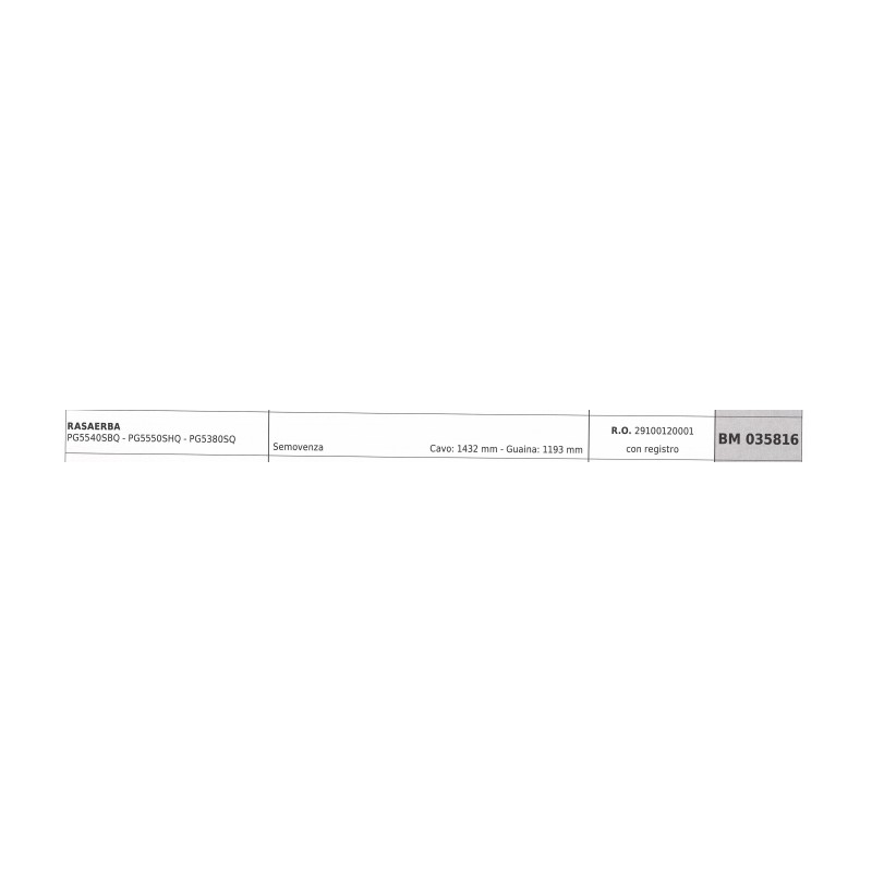 Cavo semovenza PROGREEN rasaerba PG5540SBQ PG5550SHQ cavo 1432 mm guaina 1193 mm