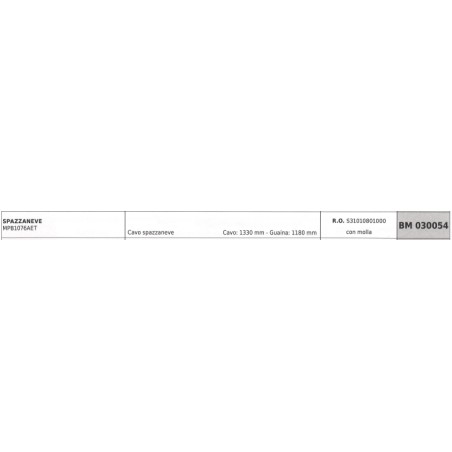Cable quitanieves MAORI con muelle MPB107AET cable 1330 mm funda 1180 mm | NewgardenParts.com