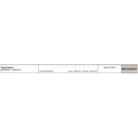 Cable quitanieves MAORI MPB976AET MPB976AE cable 1346mm vaina 1165mm | NewgardenParts.com