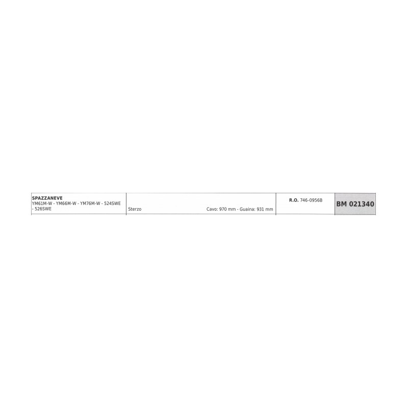 Cavo sterzo MTD spazzaneve YM61M-W YM66M-W YM76M-W cavo 970 mm guaina 931 mm