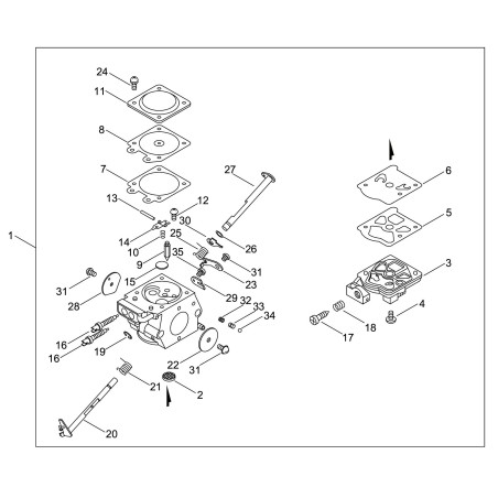 CARBURETTOR COMPL.WT-980*T.I.09-436 ECRA021001900 ORIGINAL ECHO | NewgardenParts.com