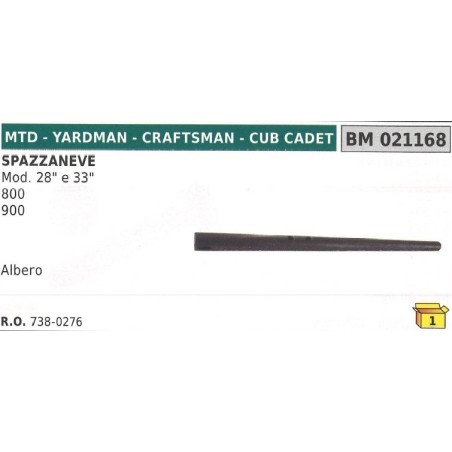 Albero spazzaneve MTD - YARDMAN - CUB CADET 800 - 900 mod. 28" - 33" - 738-0276 | NewgardenParts.com