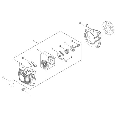 DÉMARREUR COMPLET POUR CS370/CS420ES ECRA051000982 ECHO ORIGINAL | NewgardenParts.com