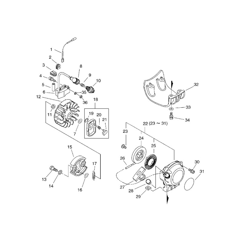 AVVIAMENTO X SRM265/T251 ECRA051001190 ORIGINALE ECHO