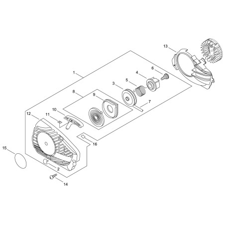 DÉMARREUR COMPLET POUR CS280TES ECRA051002540 ECHO ORIGINAL | NewgardenParts.com