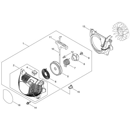 DÉMARREUR COMPLET POUR CS490ES ECRA051003020 ECHO ORIGINAL | NewgardenParts.com