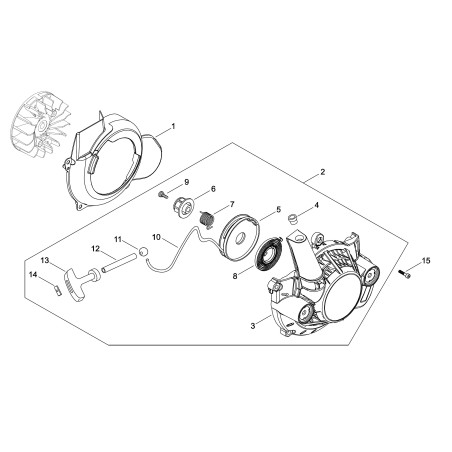 DÉMARREUR COMPLET POUR RM520ES ECRA051003170 ECHO ORIGINAL | NewgardenParts.com