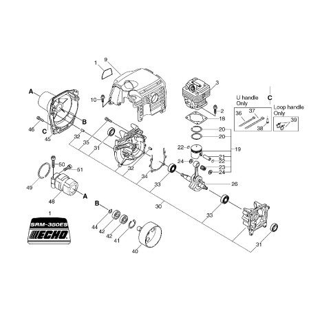 CYLINDER FOR SRM3600/3605/360SL/350ES ECRA130000601 ORIGINAL ECHO | NewgardenParts.com