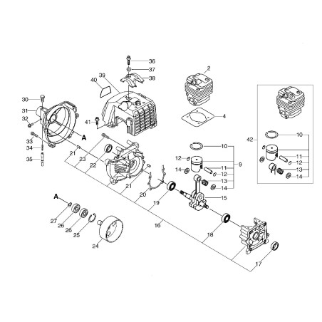CILINDRO PARA SRM/RM4000SIL/410ES ECRA130000870 ORIGINAL ECHO | NewgardenParts.com