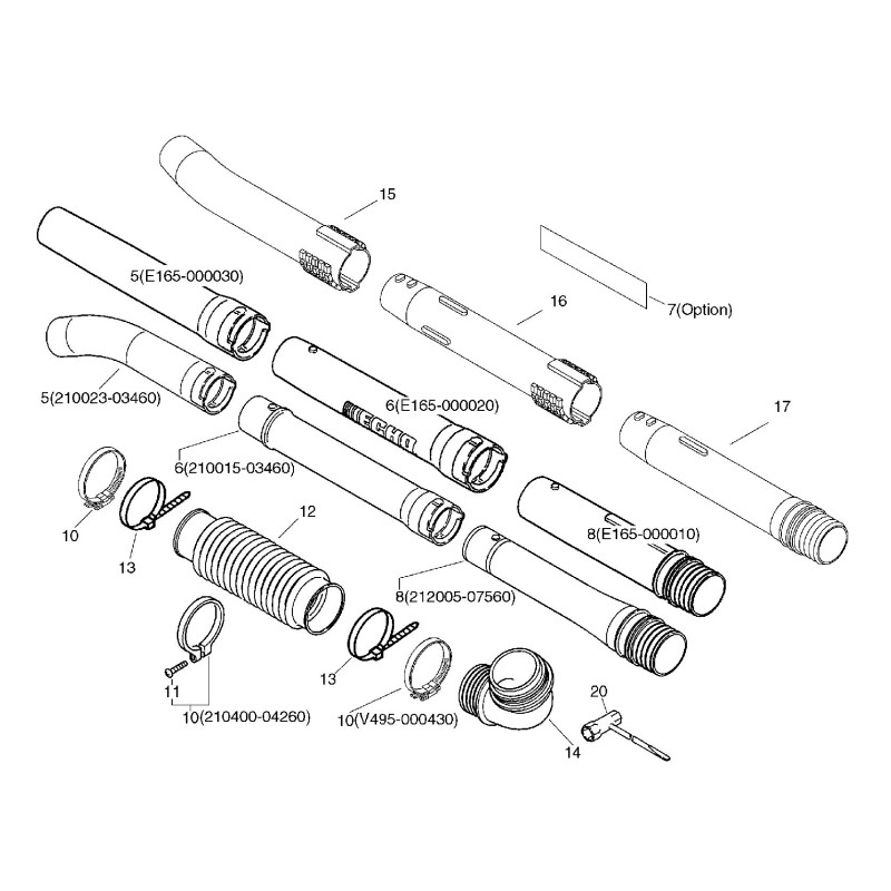 TUBO FINALE PB6000 T.N. ECRE165000030 ORIGINALE ECHO
