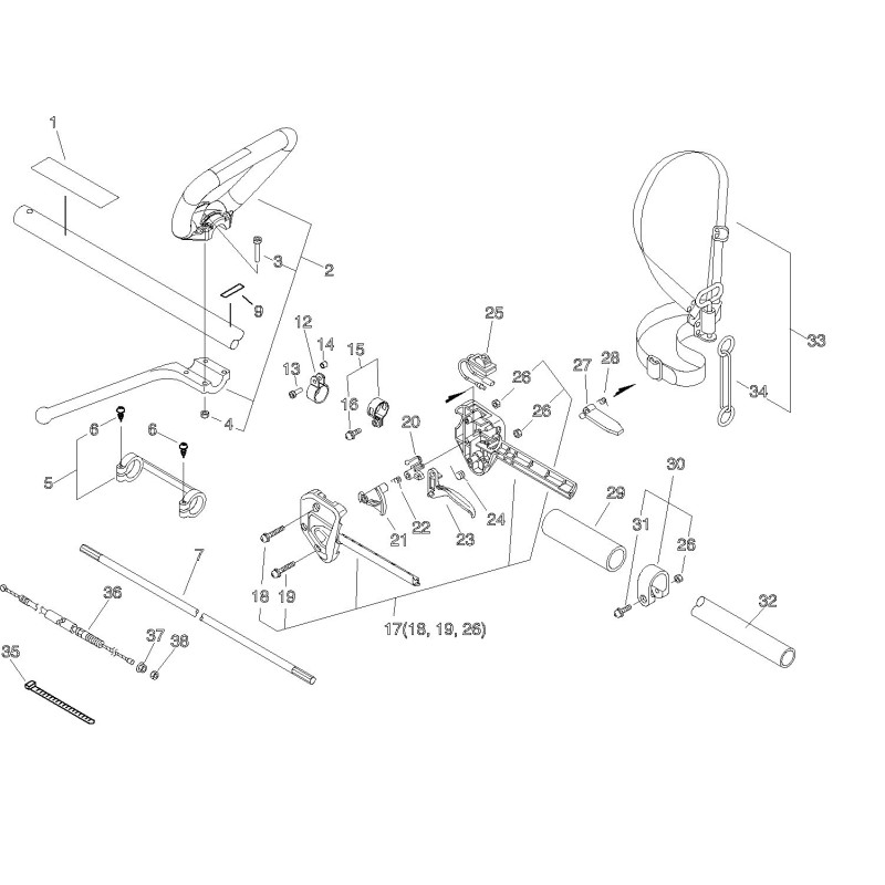RIGHT HANDLE SET ECRP021016190 ORIGINAL ECHO
