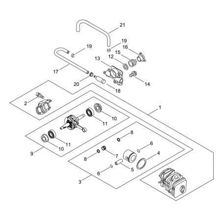 CYLINDRE AVEC CARTER MOT.X CS362WES ECRP100006900 ORIGINAL ECHO | NewgardenParts.com