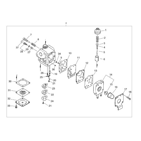 COMPLETE CARBURETOR DPR11-1H ECR12420064731 ORIGINAL ECHO | NewgardenParts.com