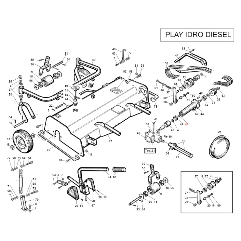 ORIGINAL GIANNI FERRARI tractor de césped polea del eje de soporte 96024200002