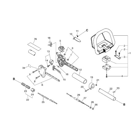 ECHO COMPLETE LEFT HANDLE ECR35120121560 ORIGINAL | NewgardenParts.com