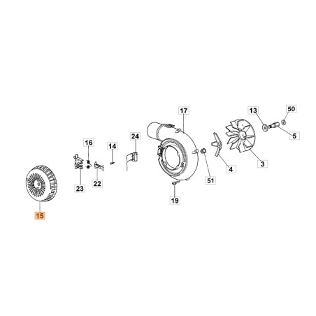 Genuine Oleo-Mac BV126 Blower Fan Housing Cover 56510009 | NewgardenParts.com