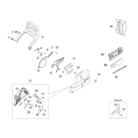 Kit tornillo tensor cadena motosierra GS650 GS651 ORIGINAL OLEOMAC 50250168 | NewgardenParts.com