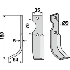 Lama zappa motocoltivatore motozappa fresa 350-625 350-624 FORT 190 mm dx sx | NewgardenParts.com