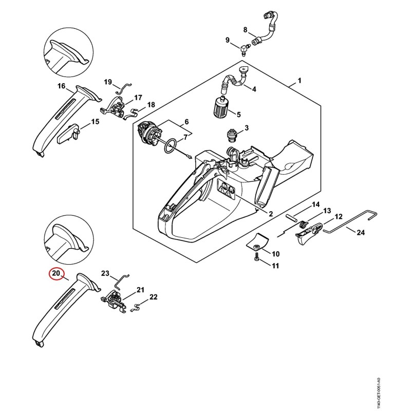 Handle molding 11407910601 ORIGINAL STIHL