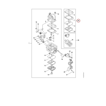 Set of carburetor diaphragms and gaskets 11400071701 ORIGINAL STIHL | NewgardenParts.com