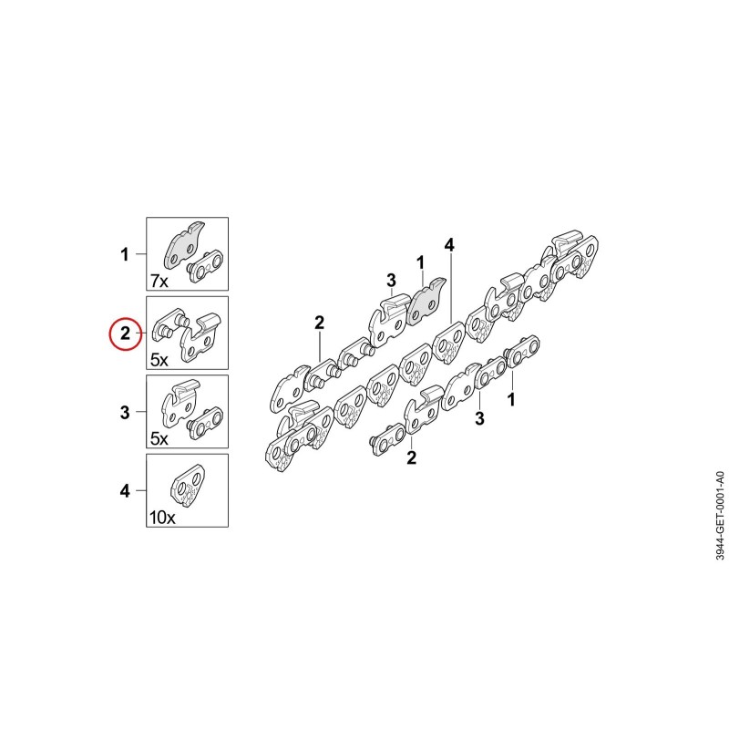 Juego 3/8" RDR diente de corte izquierda 39440071001 ORIGINAL STIHL