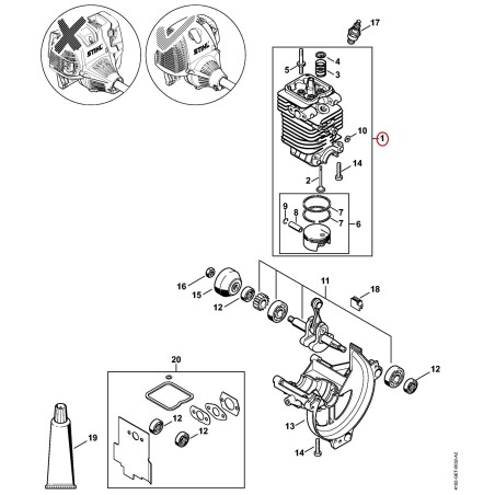 Zylinder mit Kolben Ø 43 mm 41800201206 ORIGINAL STIHL | NewgardenParts.com