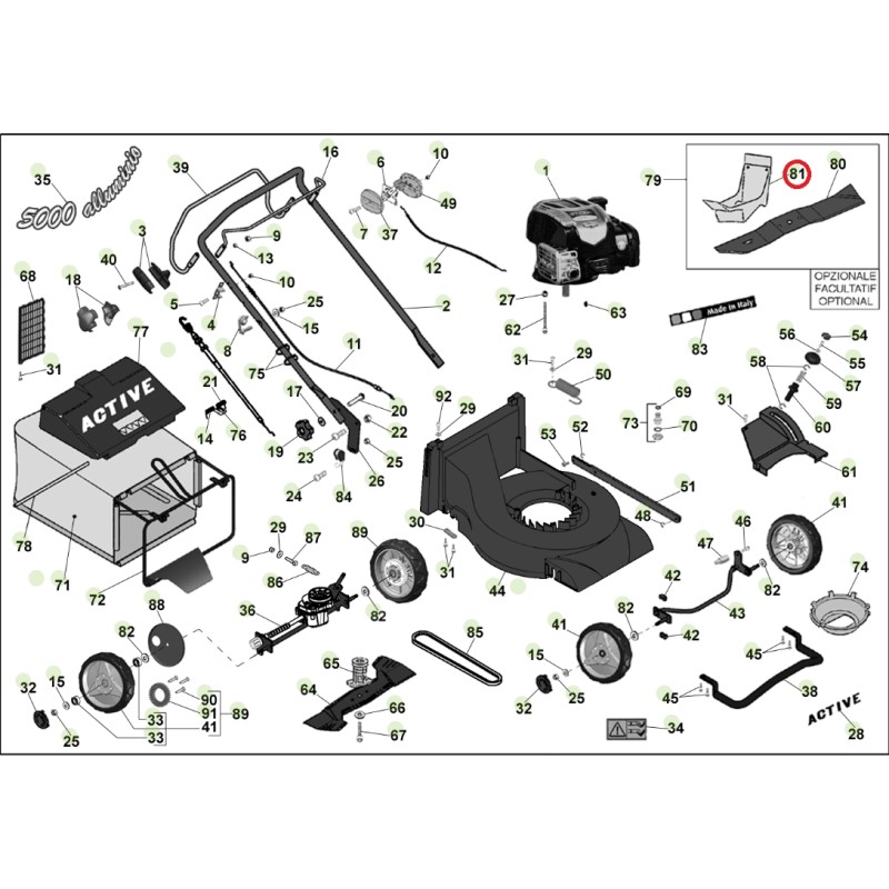 ORIGINAL ACTIVE mulching latch for lawn mower 5000 sb 050763