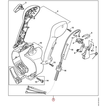 Poignée de commande avec câble de commande des gaz 42827904901 ORIGINAL STIHL | NewgardenParts.com