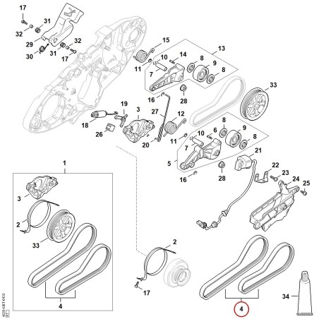 Jeu de courroies Poly-V 42380071004 ORIGINAL STIHL | NewgardenParts.com