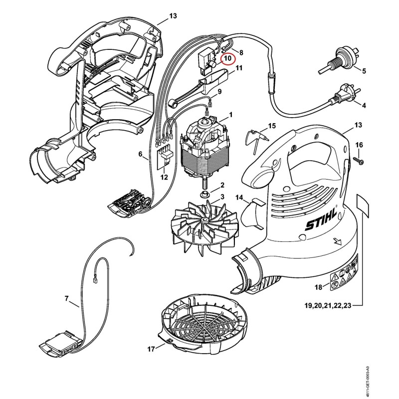 Interruttore 48114350301 ORIGINALE STIHL