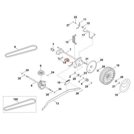 Soporte de eje trasero 63647041210 ORIGINAL STIHL | NewgardenParts.com