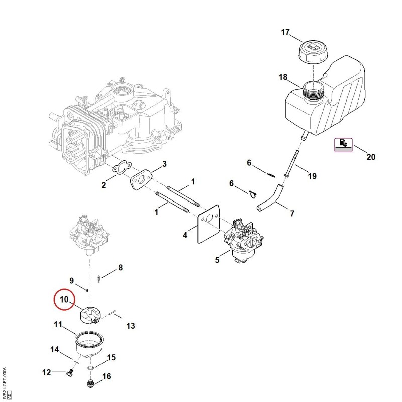 Float housing 00071210200 ORIGINAL STIHL