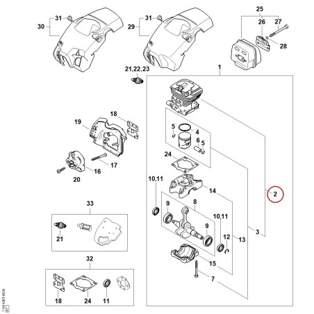Cylinder with piston Ø 37 mm 11480201201 ORIGINAL STIHL | NewgardenParts.com